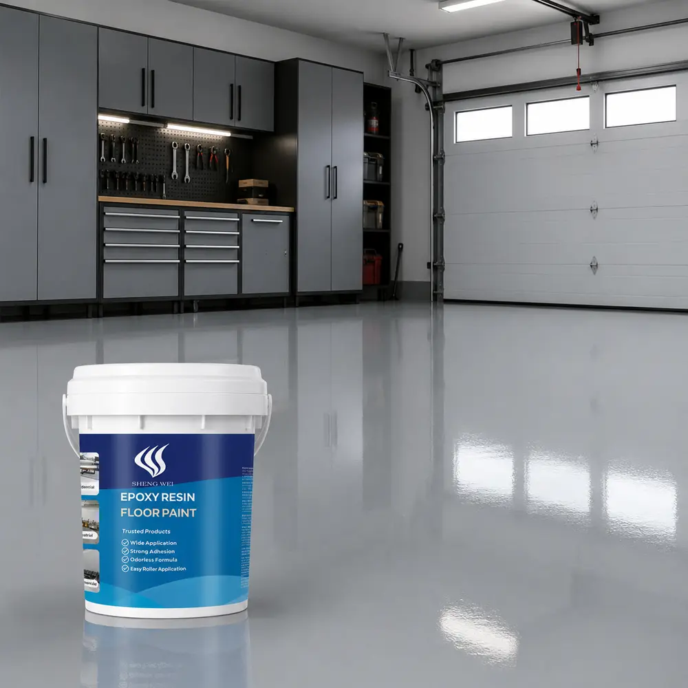 Shengwei Epoxy Floor Paint Kit - Waterproof Flooring, Self-Leveling, Non-Slip Garage & Concrete Coating, Heavy-Duty Scratch-Resistant High-Gloss Sealant, 1 Gal Covers Up to 120 Sq Ft, Fast-Curing for Basement