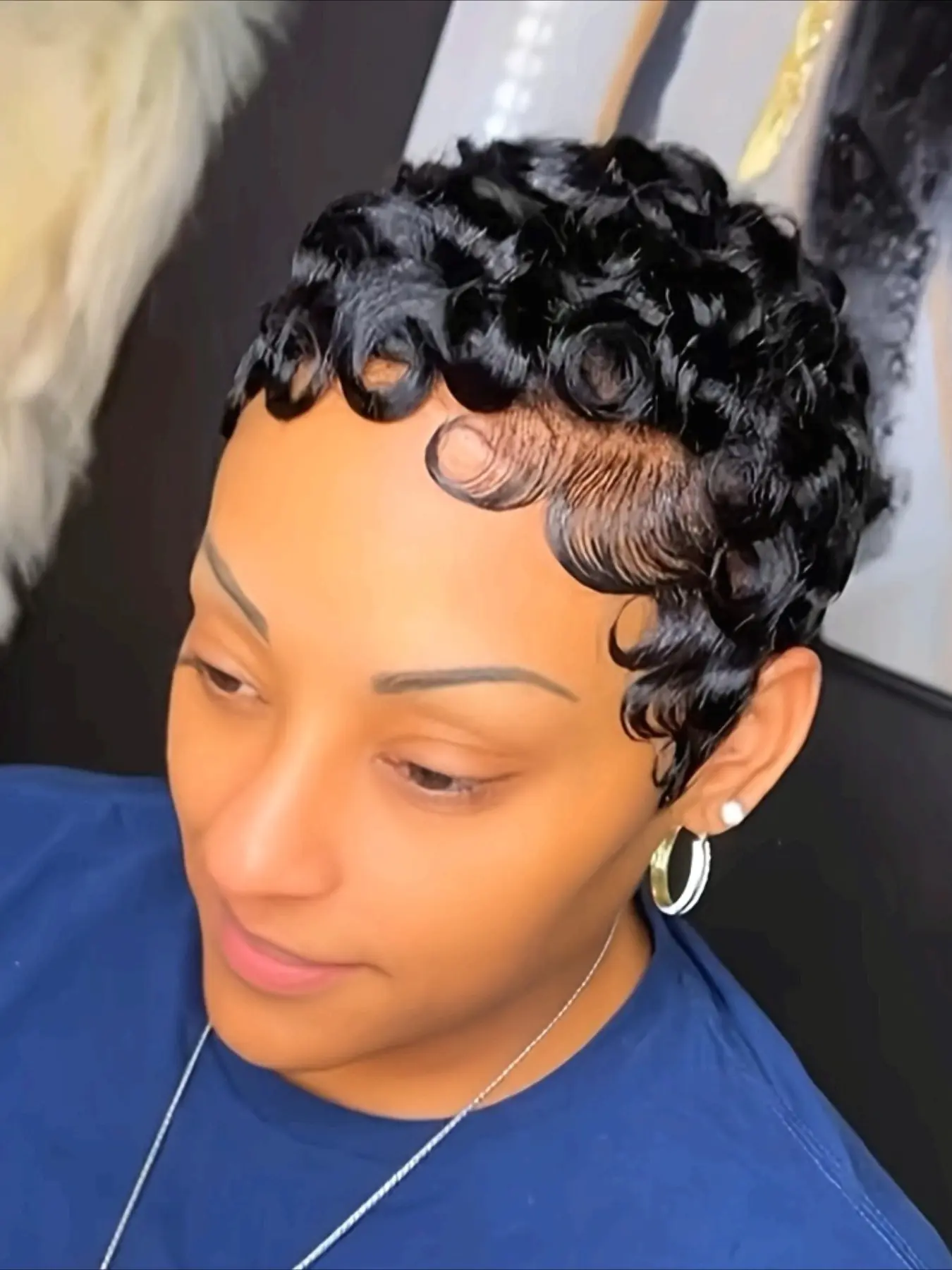 Curly Wave Wig Pixie Cut Wig for Women Halloween Wig Human curly wig Full Machine Made Wig 150% Density 6 Inch Human Hair Wigs