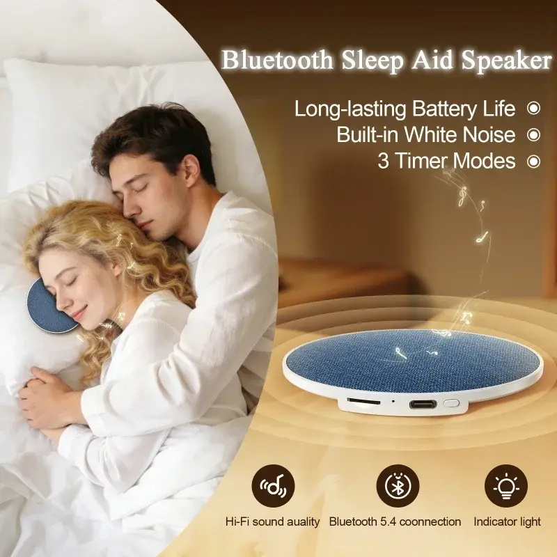 Flat Under Pillow Speakers for Sleeping  Mini Bluetooth 5.4 Speaker - Hi-Fi Dynamic Sound, Wireless Music Player for Bedside Relaxation & Deep Sleep.