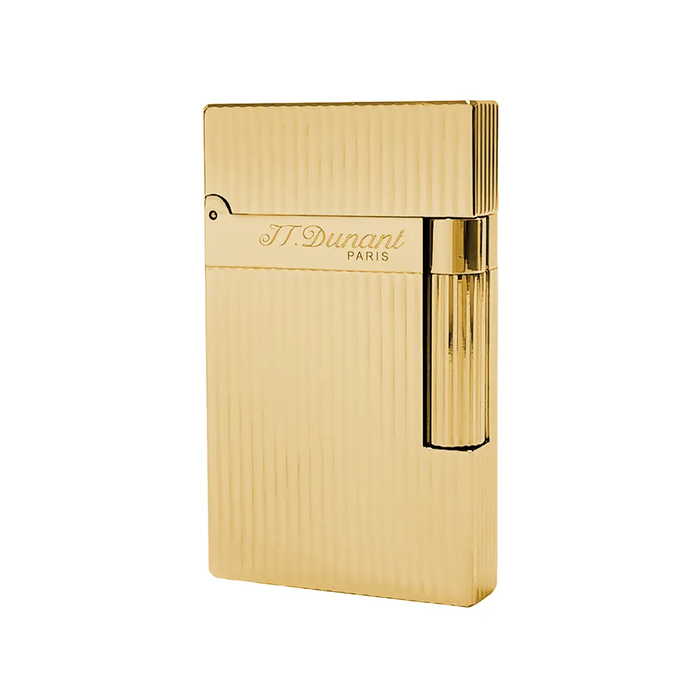 JTDunant Classic Ligne 2-Style Brass Lighter, Iconic "Ping" Flip Sound, Gold, Silver, Adjustable Soft Flame, Flint Ignition, Anime Collectible Gift with Gift Box (Fuel Not Included) Metal Metal Metallic
