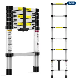 6.6FT Aluminum Telescoping Ladder, Folding Ladder Collapsible Ladder with Non-Slip Feet, Portable Multi-Purpose Extension Ladder for Home, RV, Loft, Outdoor Work