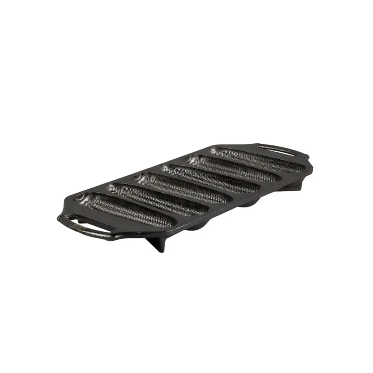 212 MAIN Cast Iron Rectangular Corn Bread Pan, 6x14.13 in., Black Kitchen Cookware with Corn Impressions for Even Heat Distribution
