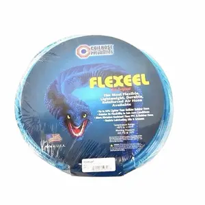 Coilhose Pneumatics PFE41004T FLEXEEL 1/4 x 100' Blue Lightweight Flexible Reinforced Air Hose with 1/4" MPT Fittings for Pneumatic Applications