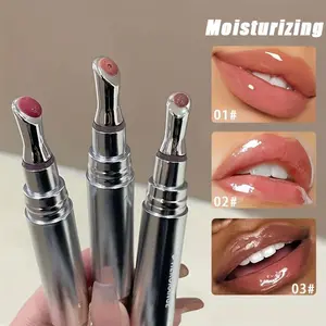 2026 Natural Glossy Finish Lip Glaze Stick, Single-Pack Moisturizing Lip Gloss with Plumping Effect, Lip Stick for Women & Girls, Beauty Lip Makeup Supplies