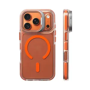 【 iPhone17 case 】Ice crystal anti fall lens bracket magnetic Phone case iphone17 Pro Max 16 15 for iPhone case silicone soft shell TPU shockproof