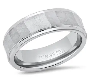 Steel By Design Men's Tungsten Brushed FacetedBand Ring