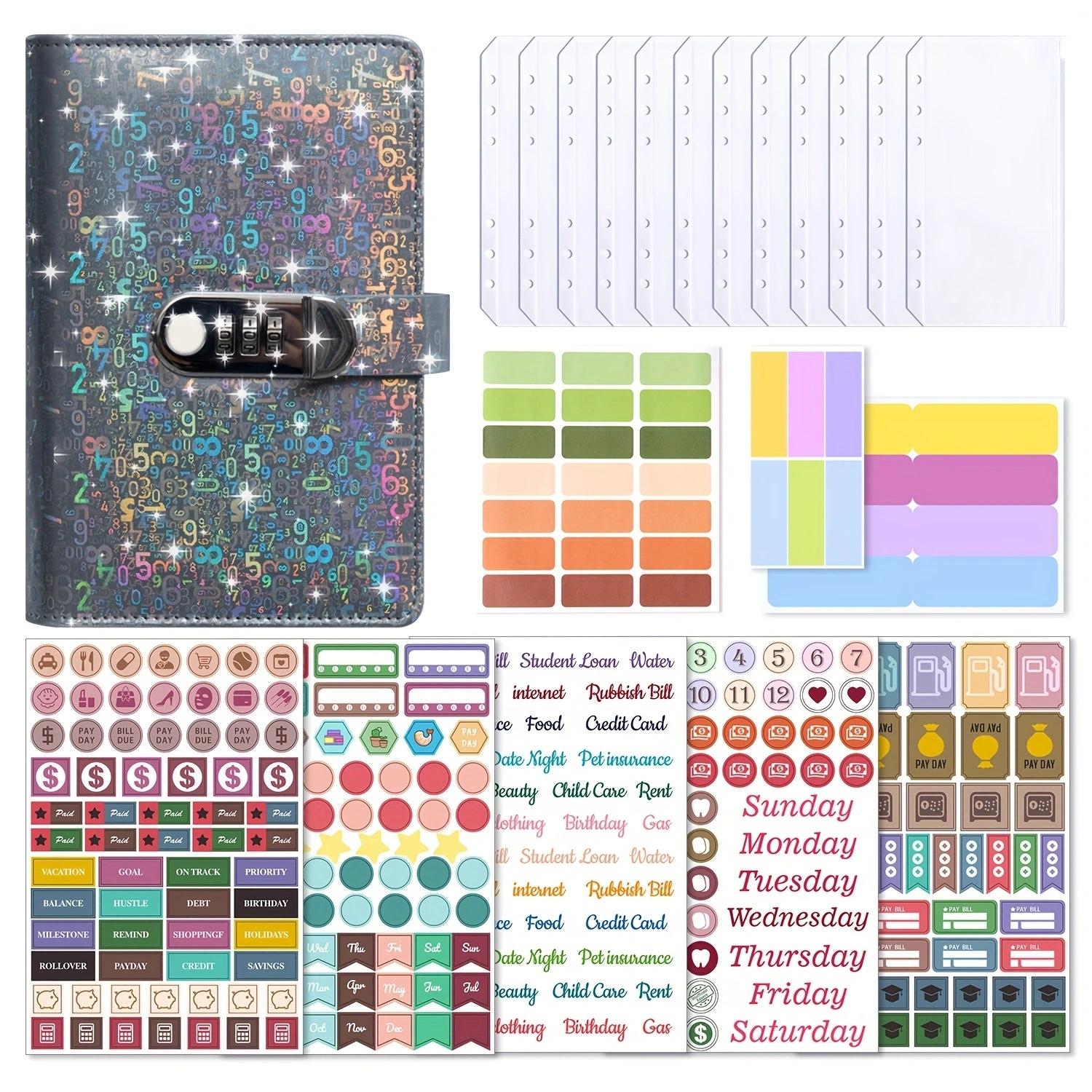 A6 password lock binder, large password binder,inder Refillable Planner Notebook 6 Ring PU Leather Binder Journal with Pockets, Dividers important paper