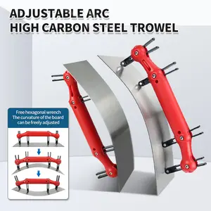 Adjustable Arc Trowel High Carbon Steel Plastering Tool 3-Step Radius Setting for Curved Flat Wall Mudding Skim Coating Textured Paint Finishing with Hex Key