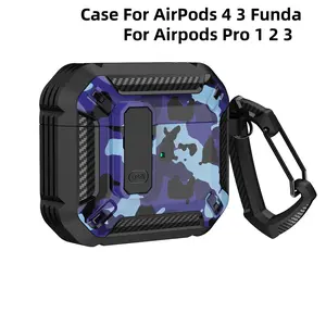 Military Hard Case for For Apple Airpods 1 2 3 4 Pro 2th Air pods Wrieless Bluetooth Earphone Protective Cover With Secure Lock