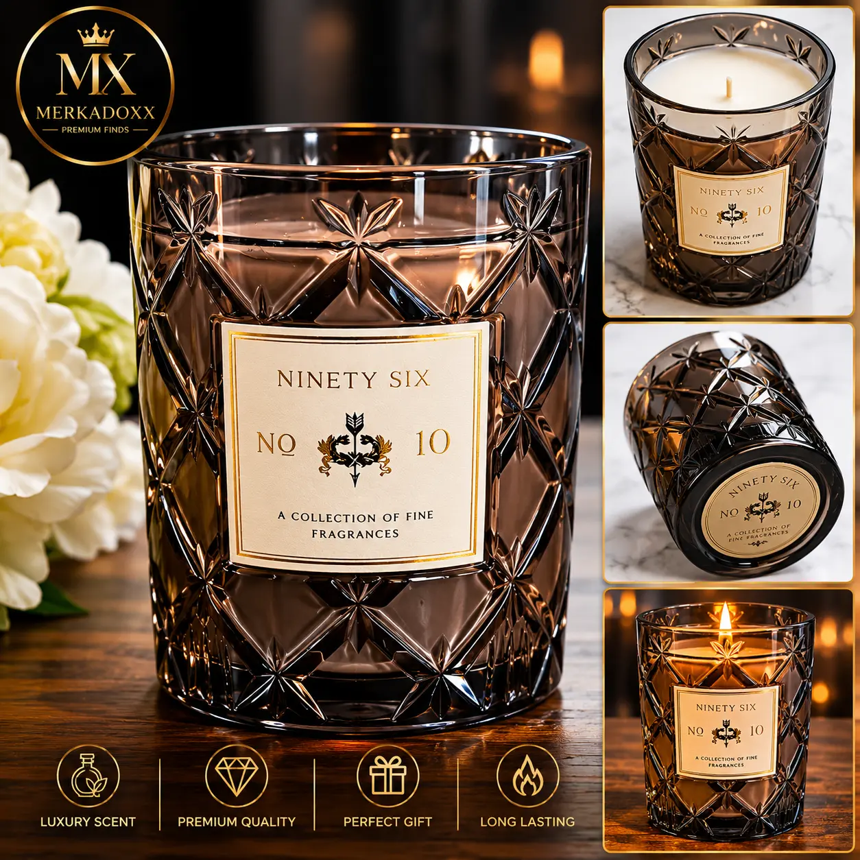 DW Ninety Six No. 10 Luxury Scented Candle – 16.6 oz Premium Glass Vessel