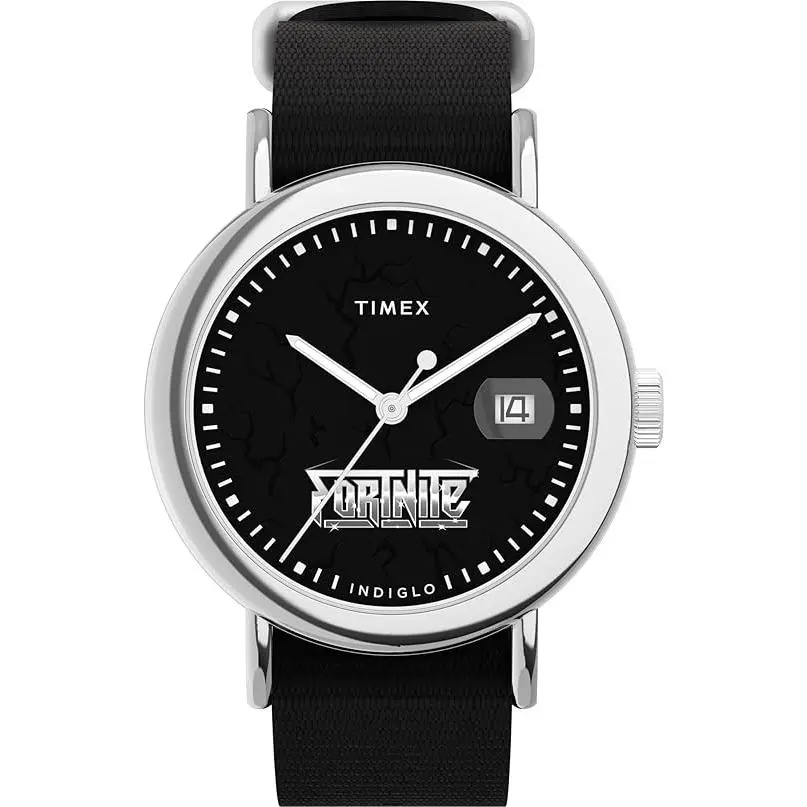 Timex x Fortnite Weekender Unisex Quartz Watch - Analog Dial, Date Display, Low-Lead Brass, Utilitarian Design, Black Dial, Ideal for Everyday Wear TW2Y46400