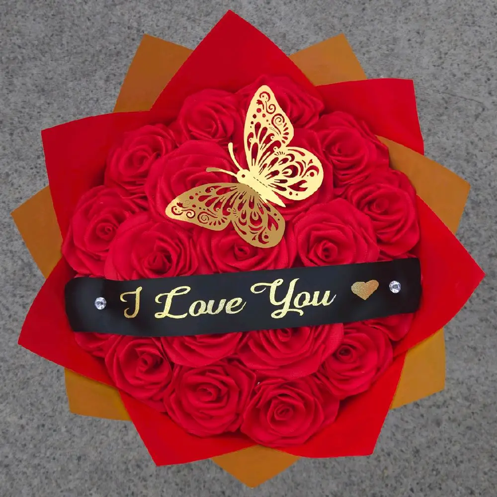 I Love You 18 Eternal Rose Bouquet Butterfly Gift Flower Roses Decor Decorative rosas eternas arrangement room liston ribbon roses