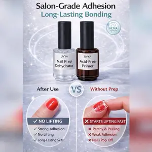 UVYA Nail Prep Dehydrator & Acid-Free Primer Set - Strong Adhesion No Lifting for Acrylic Gel & Press-On Nails - Salon-Grade Formula