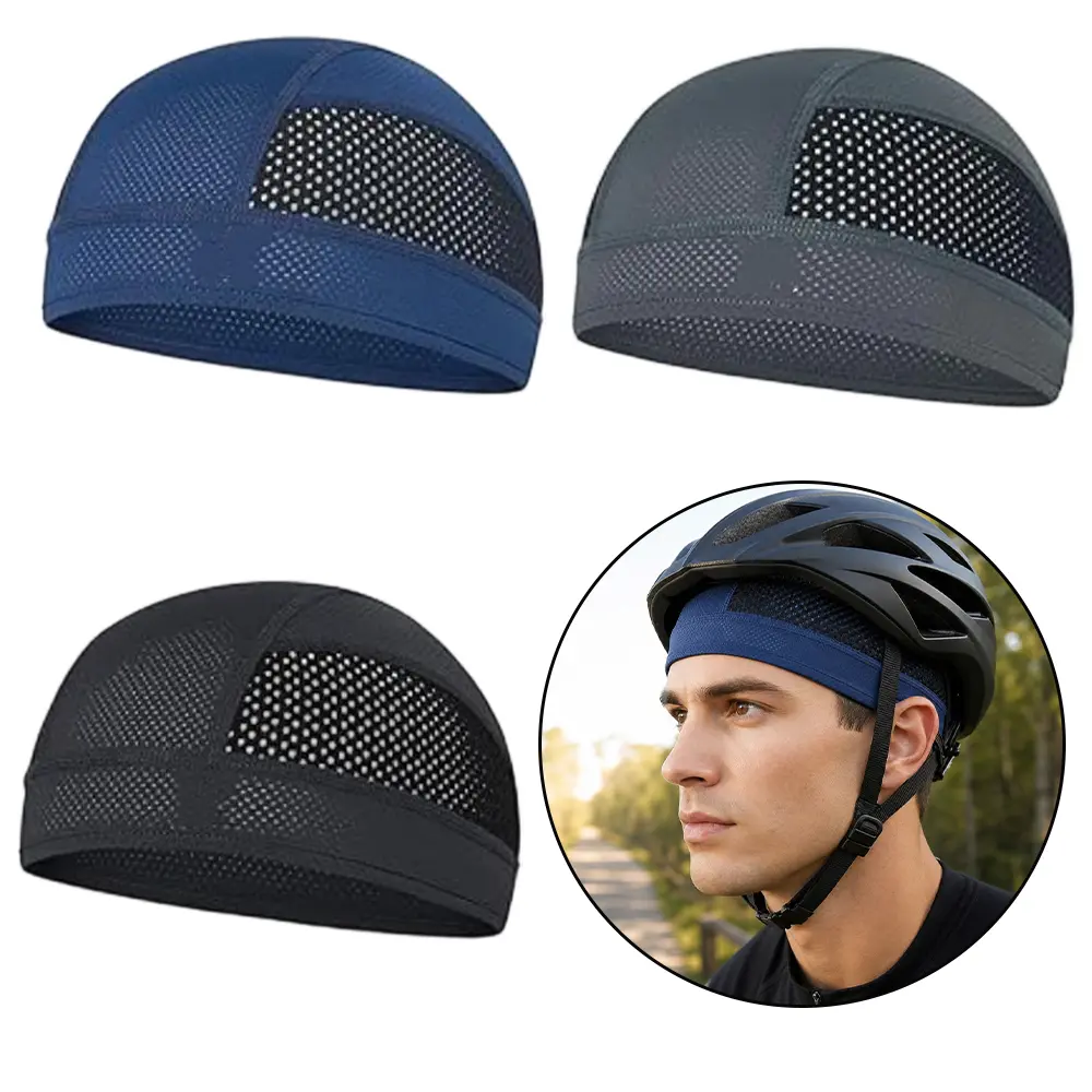 Unisex Cooling Skull Caps Set (2/3Pcs) - Mesh Fabric Ventilated Helmet Liner, Lightweight Under-Helmet Sweat Liner for Cycling, Motorcycle Hard Hats