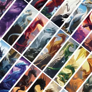 30pcs Dragon Wing Bookmarks Non-repetitive Series Simple Handbook Literary Creative Paper Bookmarks Small Cards Book Decoration Cards Reading Marking Cards Book Accessories