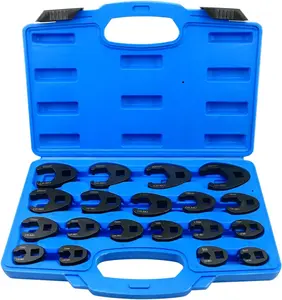Crowfoot Wrench Set, 1/2" and 3/8" Drive 19-PieceMetric (8-27mm) Crows Foot Wrench Set with with PP Storage Case, CRMO Steel and Manganese Phosphate Finish, for Mechanical Maintenance and Repairs, for Mechanical Maintenance Valentine's Day gift