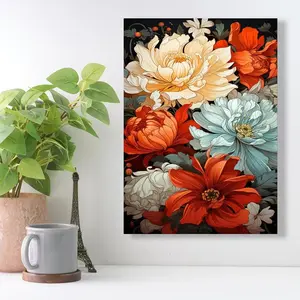 Floral Pattern Canvas Painting without Frame, 1 Count Modern Art Print, Wall Art Decor for Home Living Room Bedroom Kitchen Restaurant Office, Ornaments