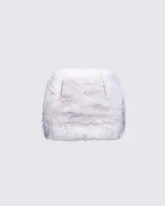 Salina Cream Faux Fur Mini Skirt