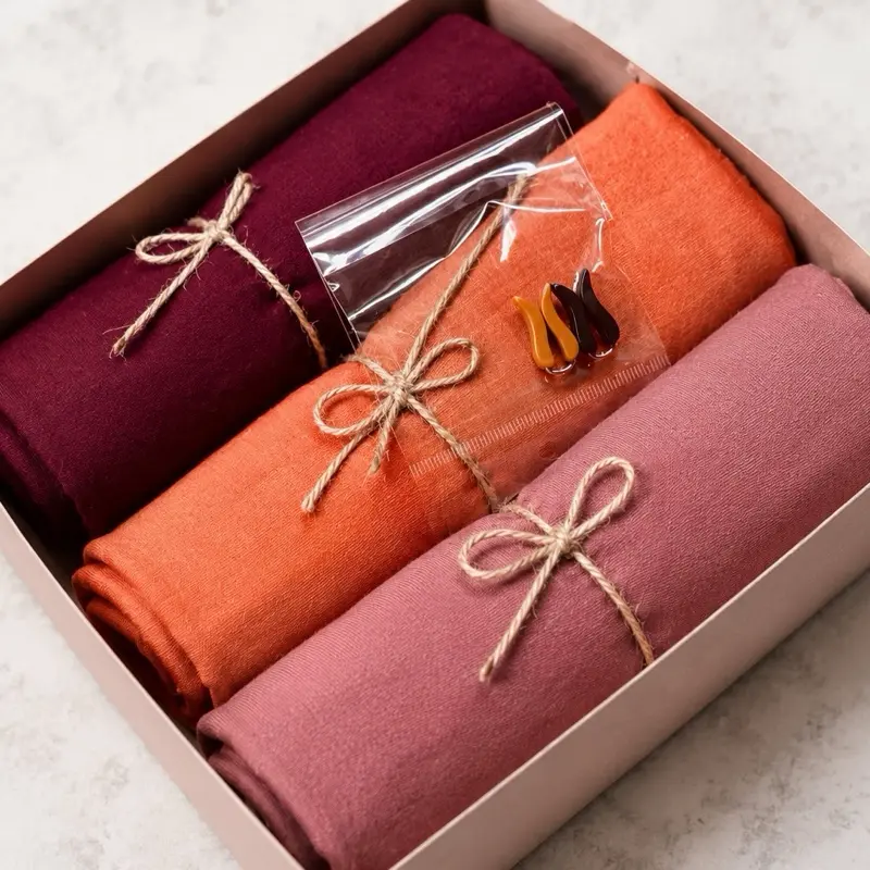 Premium Jersey Hijab 3-Piece Gift Set - Modest Fashion Pashmina Scarves (Deep Burgundy Wine, Dusty Rose Mauve Pink, Coral Orange Soft Terracotta)