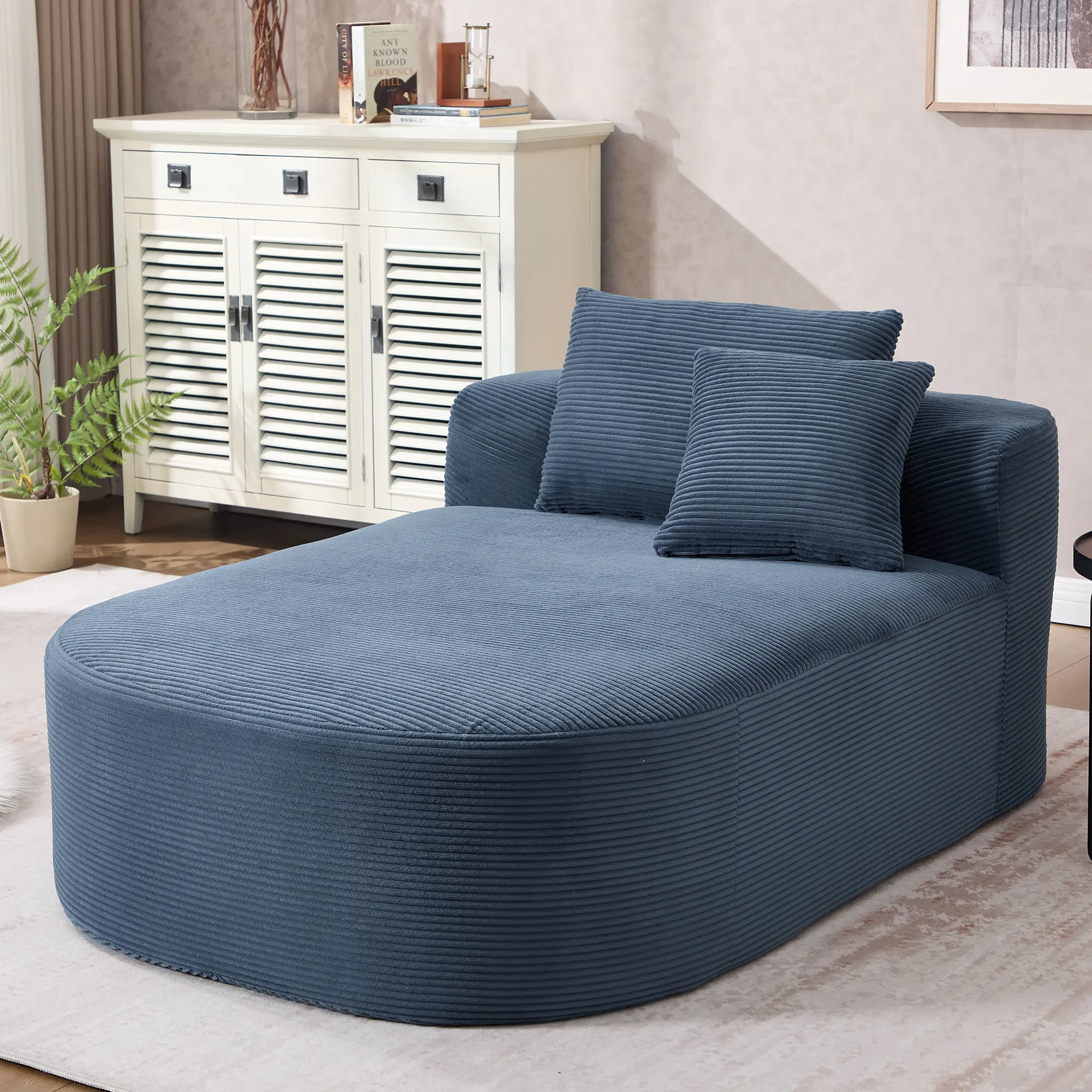 67.5''Chaise Lounge Chair 46'' Wide Seat Indoor Corduroy Oversized Sleeper Sofa for Living Room Deep Seat Lounge and Two Soft Pillows Convertible Boneless Sofa Bed,No Assembly Required