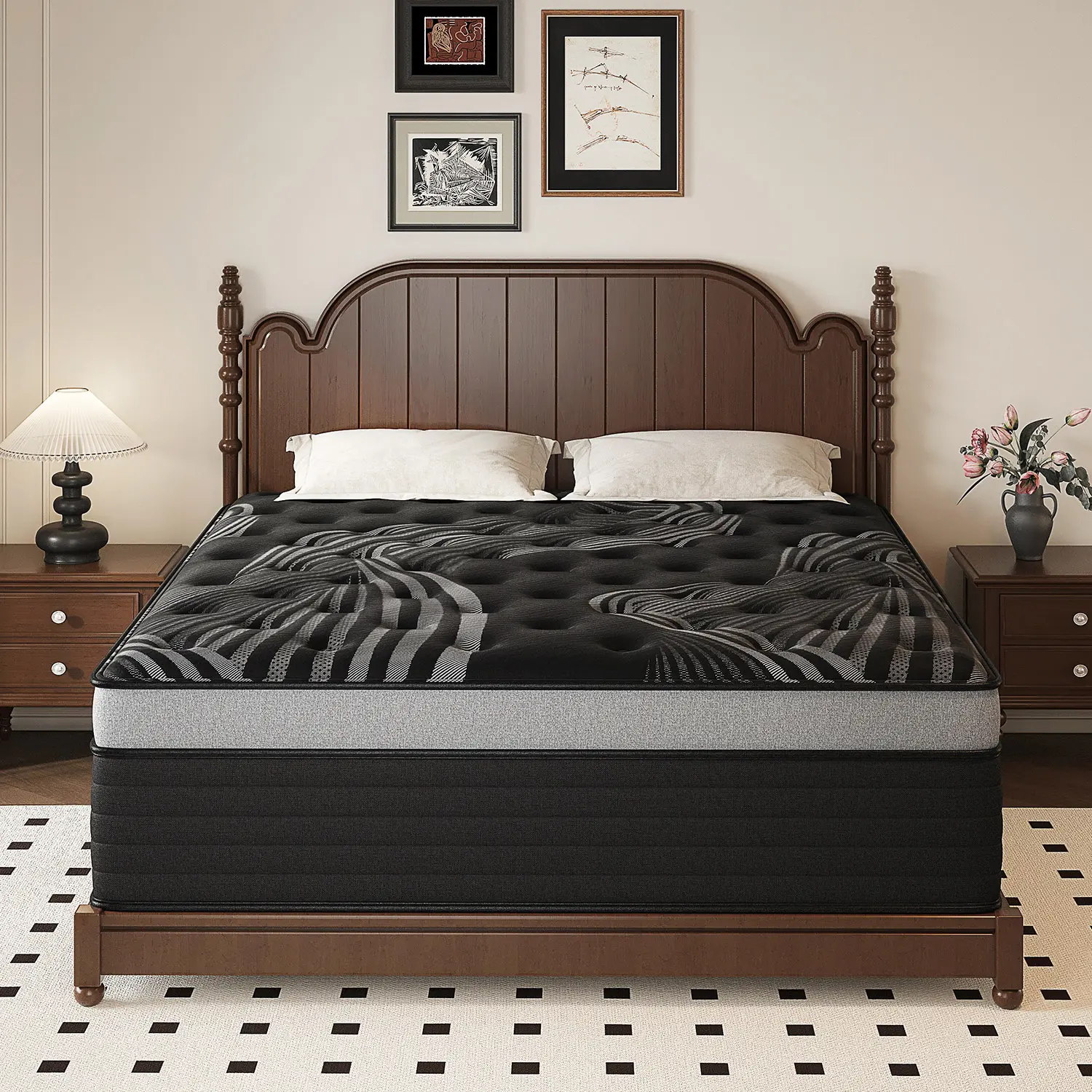 12"14" Twin Full Queen King Size Mattress in a Box Hybrid Spring Gel Memory Foam,  Euro Top Medium Firm Ergonomic Mattresses for Motion Isolation, Edge Support, 100 Night Trial