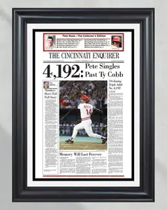 1985 Pete Rose Cincinnati Reds 4192 Career Hits Record Unframed Poster - Front Page Newspaper Print - Baseball History Wall Art - Charlie Hustle Decor