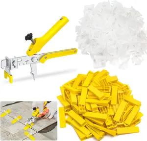 Tile Leveling System 1/8Kit, 600 count Tile Leveler Spacers Clips+200pcs  Wedges+1pc Tile Pliers for Wall/Floor Tile Adjustment, Tile Leveler Tool Set for Tile & Stone Installation(1/8",Yellow)