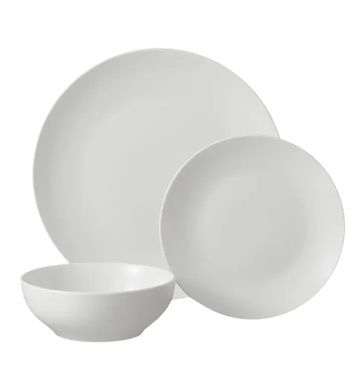 12-Piece White Glazed Ceramic Dinnerware Set - Elegant and Versatile Ceramic Tableware for Home Dining