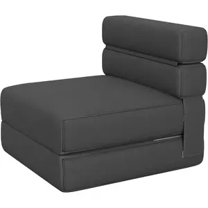 Dark Gray Compact Foldable Single Sofa Bed - Folding Couch with Linen Fabric Cover, Sponge Cushioning, Sofa Mattress for Comfy Indoor Use