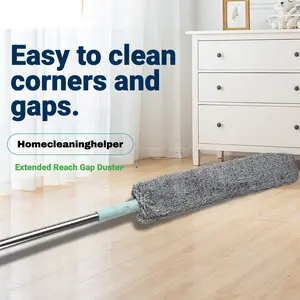 1pcs Retractable microfiber dust collector with long handle - easily accessible to hard-to-access areas, ideal for bedroom and living room cleaning
