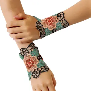 Hollow Lace Glove Stereo Embroidery Flower Gloves Floral Fingerless