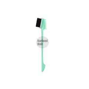 Hair Styling Comb Set Teasing Hair Brush Rat Tail Comb Edge Brush for Edge&Back Brushing, Combing, Slicking Hair Triple Sided Hair Edge Brush and Comb Light Blue for Women