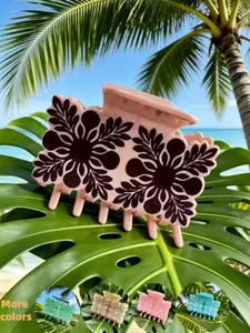 Hawaiian Hibiscus Claw Clip, Large Tropical Acetate Hair Clip for Women, Durable Non-Slip, Suitable for All Hair Types, Beach & Daily Use