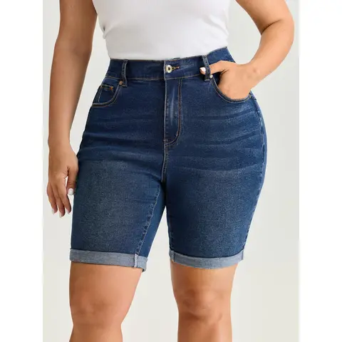 BloomChic Hip Lifting No Gap Waist Skinny-Fit Denim Shorts 【M-6XL】