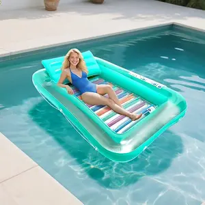 Large Pool Floats for Adults, Inflatable Tanning Lounger with Pillow, 4-In-1 Multi-Purpose Pool Floaties for Parties, Inflatable Pool Floaters