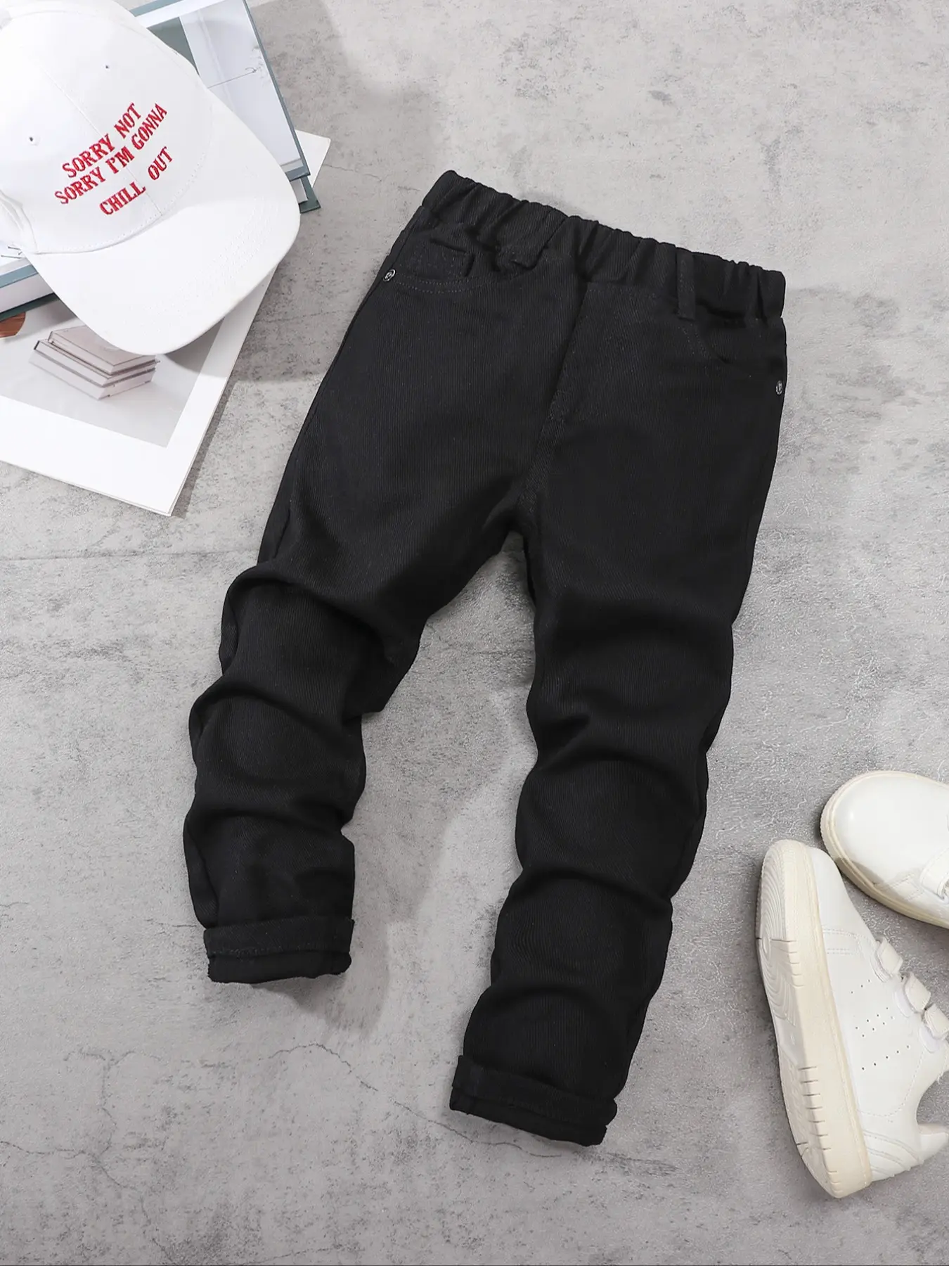 Boys' Casual Fashion Denim Jeans, Comfortable Fit, Perfect for Daily Wear, Elastic Waist, Long Hem, All Seasons, Fd28334273