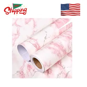 Glossy White/Pink Marble Contact Paper for Countertop Granite Wallpaper 15.8"×78.7"