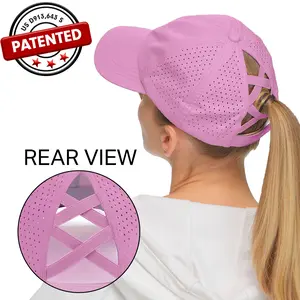 C.C Women's Laser Cut Criss-Cross Elastic Band Baseball Hat – Stylish, Breathable, and Perfect for Effortless Ponytail-Friendly Fashion All Day Long