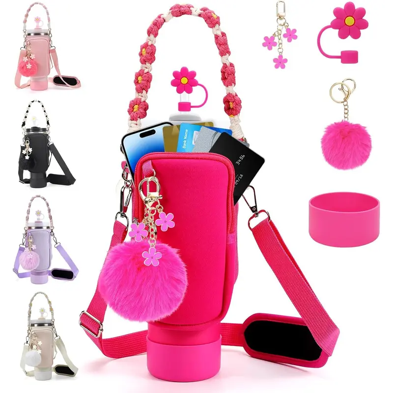 Set Di Charm Lettera Per Stanley Cup 0.4L, Portachiavi Con Catena Rinforzata, Nappa E Farfalla, Colore Viola