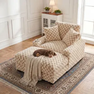 60" Cloud Chaise Lounge Chair, Double-Layer Lounge Chaise,Oversized Soft Sleeper Sofa with Adjustable Backrest, Cup Holder, USB & Type-C Charging Ports, Deep， Seat Sofa for Movie Room, Bedroom & Living Room Apartment/Studio Furniture