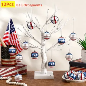 4th of July Ornaments Tree Decorations, 2.36inches Memorial Day Ornaments for Patriotic Red White Blue Stars Shatterproof Plastic Hanging Ornament for Independence Day, USA 250th Holiday