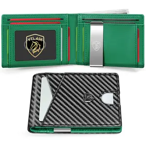 VTLASK 2025 Ultra-thin Invisible RFID Wallet Anti-Theft Brush Trending Slim Card Holder Vintage Mens Wallet with Carbon Fiber Design