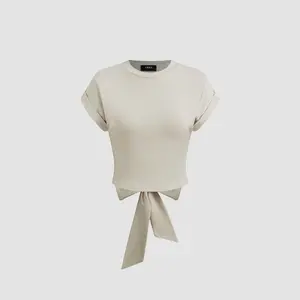 Cider 100% Cotton Cut Out Bowknot Crop Top