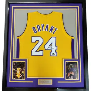 No Framed Facsimile Autographed Kobe Bryant #24 Yellow Reprint Laser Auto Basketball Jersey