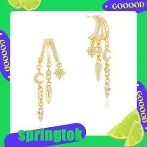 KINHOPI Triple Dangling Huggie Earrings for Women Trendy Dangle Drop Chain Earrings Perfect Valentine's Day Gift All-Day Wear