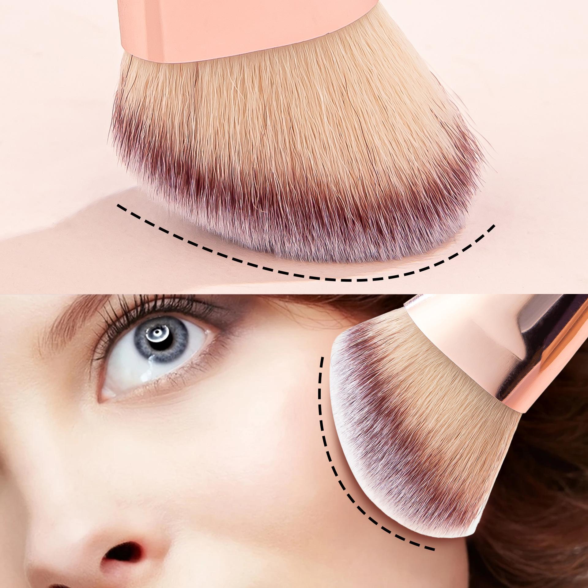 5Pcs Dual-Ended Foundation & Concealer Brushes Set, Angled Contour & Buffing Brushes, Portable Complete Face Makeup Brushes for Liquid, Cream, Powder