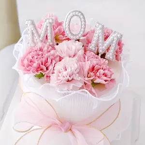 1pc Plastic Goddess Qixi 520 Happy Mother'S Day Diamond Plug in Decoration Supplies, Use Without Electricity, No Feathers, for Cake Decoration Ornaments White