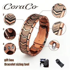 Copper Bracelet for Men, 3X Ultra Strength Magnetic Bracelets, 99.99%25 Pure Copper with 3500 Gauss Neodymium Magnets, Adjustable Wearable Fitness Tracker Modern