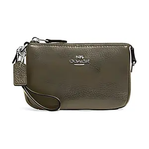 COACH Nolita 15 Pebbled Leather Zip Top Crossbody Bag for Women, Olive Green
