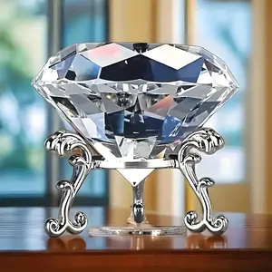 Elegant Diamond Crystal Ball with Stand, Crystal Sphere, 1 Count Modern Desktop Ornament, Home Decor for Living Room Bedroom, Ideal Gift for Friends & Family, Crystal Decorative Ornaments